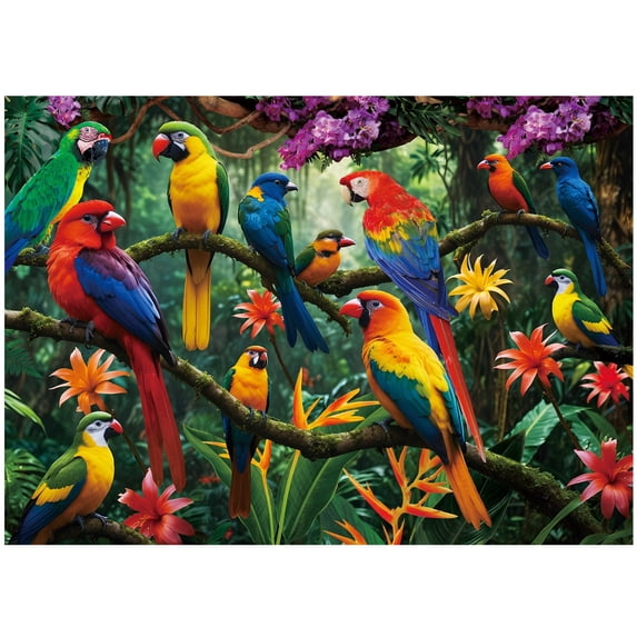 BenBen Jigsaw Puzzles 1000 Pieces for Adults Ages 12+, Parrots in the Jungle, 27.5 x 19.7 in