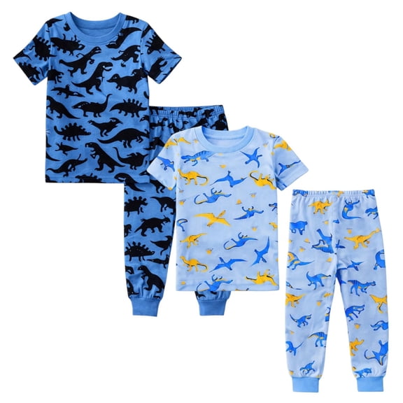 BenBen Kids Toddler Boy Pajamas Pj Set Short Sleeve Snug Fit Soft & Cozy Sleepwear Loungewear 2-Pack - Size 2Y to 10Y