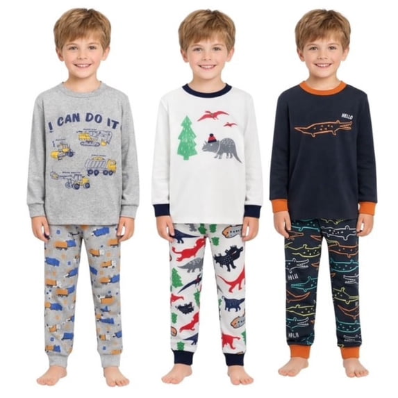 BenBen Kids Toddler Boy Pajamas Set 3-Pack Snug Fit Soft & Cozy - Size 2Y to 7Y