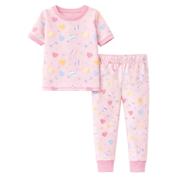 BenBen Kids Toddler Girl Pajamas Pj Set Short Sleeve Snug Fit Soft & Cozy Size 2Y to 10Y