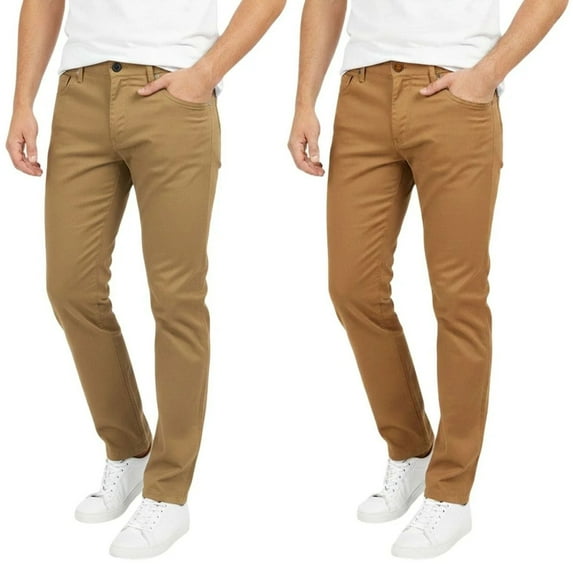BenBen Men Chino Pants Slim Fit Cotton Stretch 2-Pack