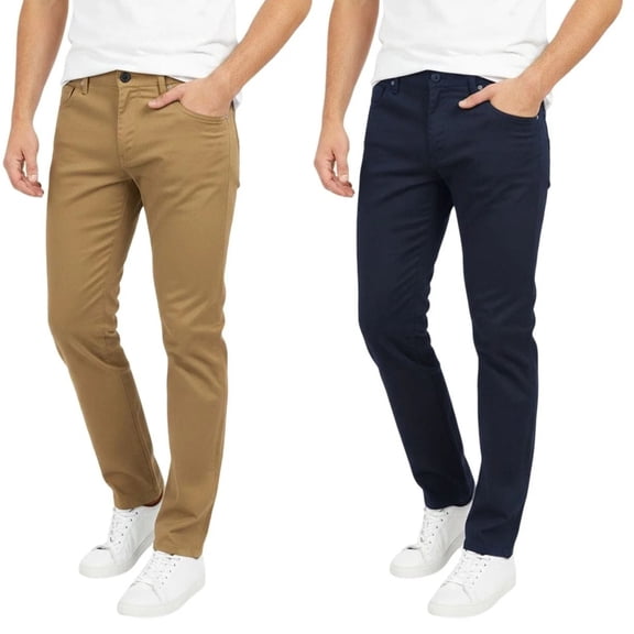 BenBen Men Chino Pants Slim Fit Cotton Stretch 2-Pack