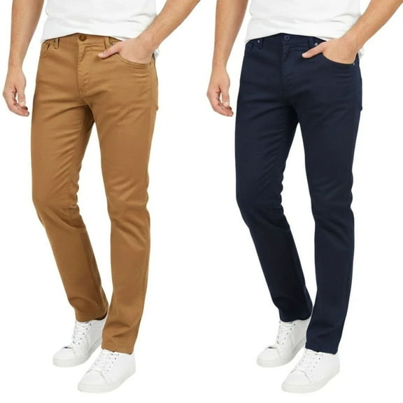 BenBen Men Chino Pants Slim Fit Cotton Stretch 2-Pack