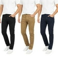 thumbnail image 1 of BenBen Men Chino Pants Slim Fit Cotton Stretch Everyday Wear - 3 Pack, 1 of 7