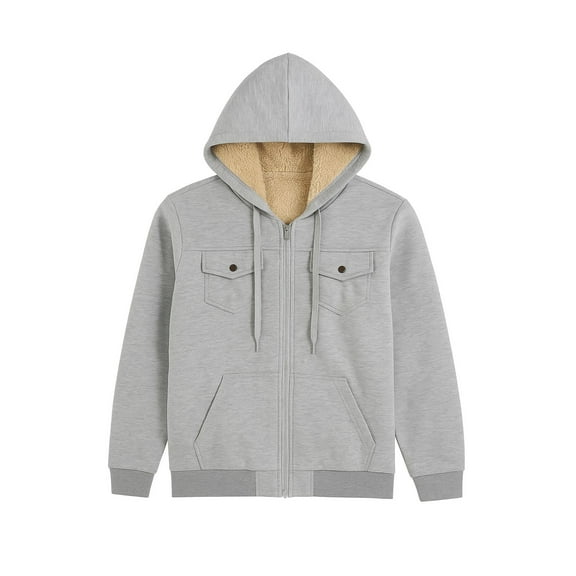 BenBen Men Hoodies Sherpa Full Zip With Pockets Soft & Cozy
