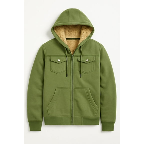 BenBen Men Hoodies Sherpa Full Zip With Pockets Soft & Cozy