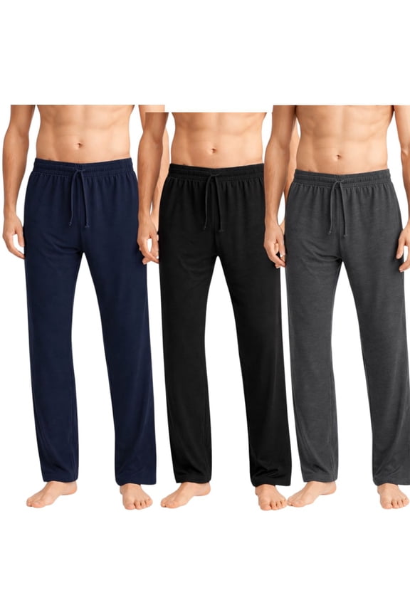 Men Pajama Pants Lounge Sleep Cotton Soft Comfort 3-Pack