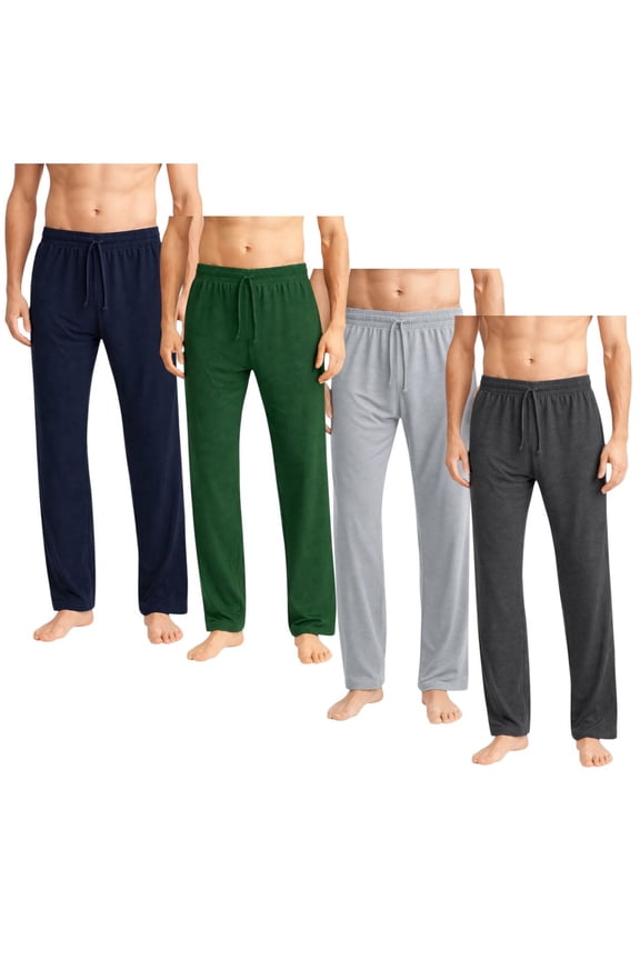 Men Pajama Pants Lounge Sleep Cotton Soft & Comfort 4-Pack