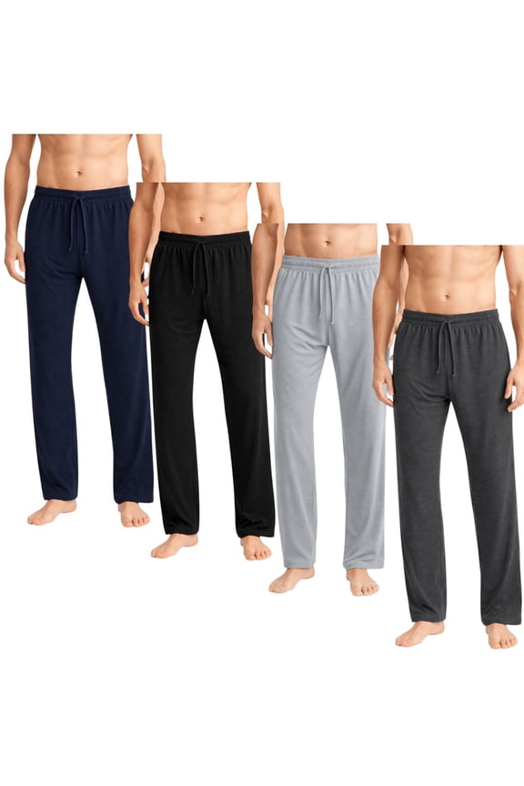 Men Pajama Pants Lounge Sleep Cotton Soft & Comfort 4-Pack