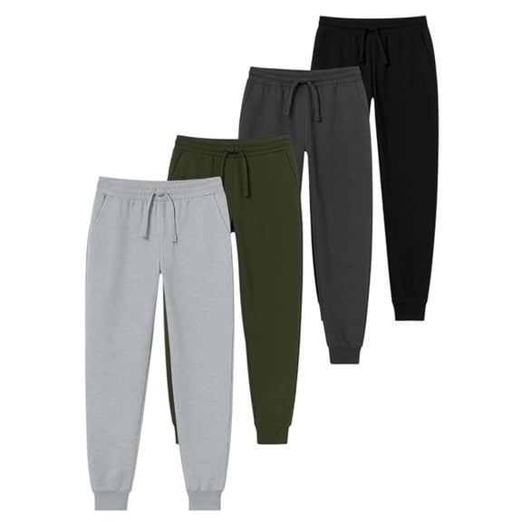 BenBen Men Sweatpant Fleece Jogger Pants Athletic Soft Fit Gym Running Workout - 4 Pack