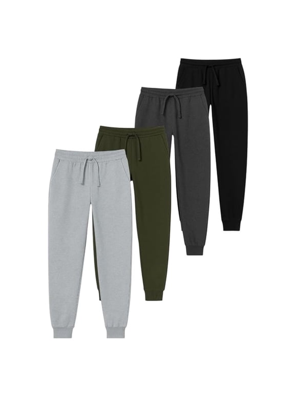 Men Sweatpant Fleece Jogger Pants Athletic Soft Fit Gym Running Workout - 4 Pack