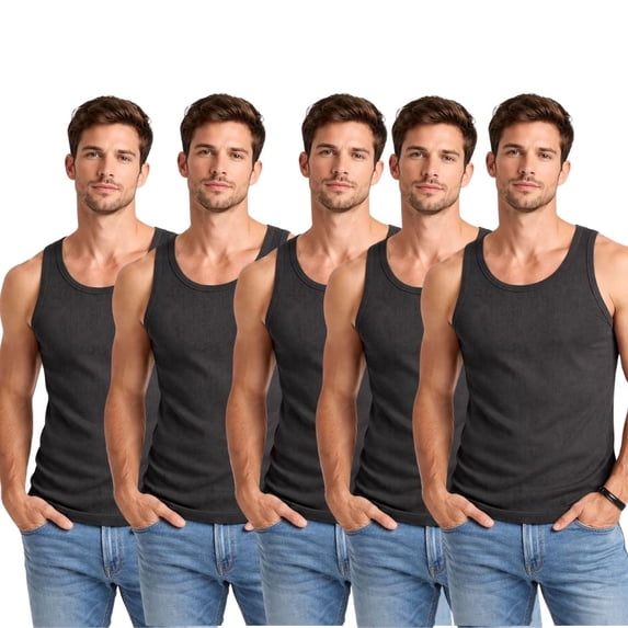 BenBen Men Tank Tops Ribbed Classic Fit Cotton Undershirt Tank Breathable 5-Pack