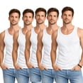 thumbnail image 1 of BenBen Men Tank Tops Ribbed Classic Fit Cotton Undershirt Tank Breathable 5-Pack, 1 of 3