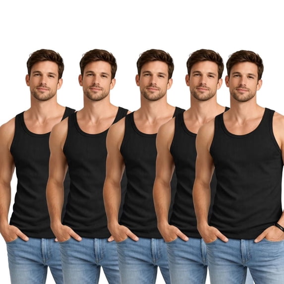 BenBen Men Tank Tops Ribbed Classic Fit Cotton Undershirt Tank Breathable 5-Pack