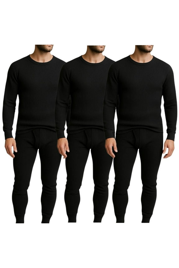 Men’s Base Layer Thermal Underwear Set Waffle Knit 3-Pack – Lightweight & Warm| S-2XL