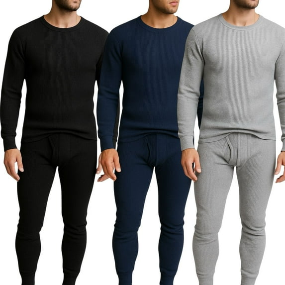 BenBen Men’s Base Layer Thermal Underwear Set Waffle Knit 3-Pack – Lightweight & Warm| S-2XL
