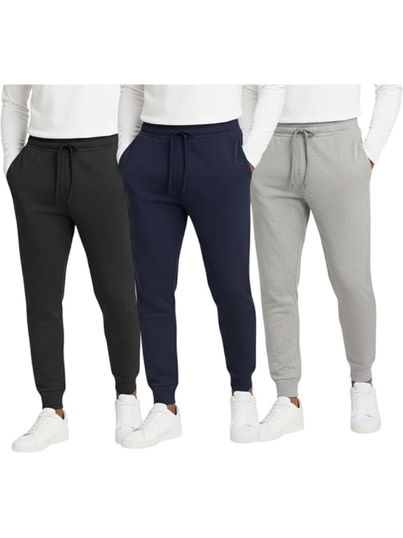 Men's Sweatpants 3-Pack – Soft Athletic Jogger Pants for Workout & Lounge | Runs Small