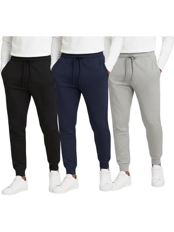 Men's Sweatpants 3-Pack – Soft Athletic Jogger Pants for Workout & Lounge | Runs Small