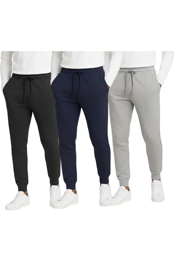Men's Sweatpants 3-Pack – Soft Athletic Jogger Pants for Workout & Lounge | Runs Small