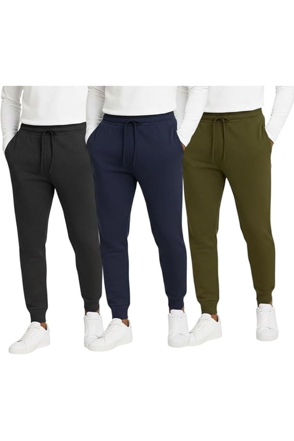Men's Sweatpants 3-Pack – Soft Athletic Jogger Pants for Workout & Lounge | Runs Small