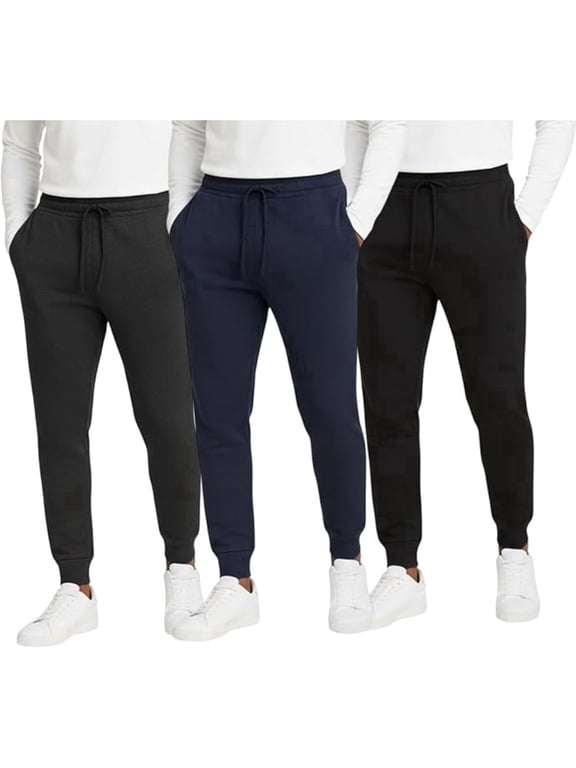 Men's Sweatpants 3-Pack – Soft Athletic Jogger Pants for Workout & Lounge