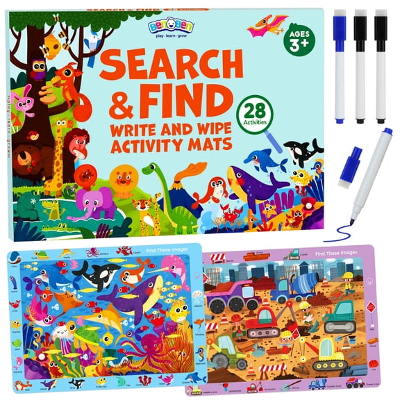 BenBen Search and Find Books for Kids 3-6, 28 Pages, Preschool Learning Activities, Montessori Busy Book