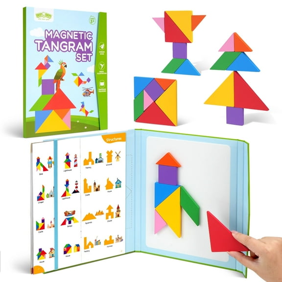 BenBen Travel Tangram Puzzle, Magnetic Pattern Block Road Trip Game for Kid Adult, Brain Teaser Puzzle