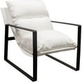thumbnail image 1 of 27 Inch Modern Accent Chair Crisp White Soft Linen Fabric Sling Chair, 1 of 4