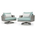 thumbnail image 1 of BenJara  36 in. Coco Wicker Woven Spa Fabric Patio Swivel Club Chairs, Platinum & Green - Set of 2, 1 of 5