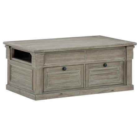 BenJara 46 in. Classic Coffee Table with Lift Top & Acacia Wood, Smooth Muted Gray