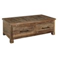 thumbnail image 1 of BenJara 52 Inch Rectangular Coffee Table, 4 Drawers, Farmhouse Brown Wood Frame, 1 of 3