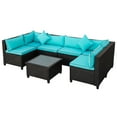 thumbnail image 1 of BenJara 7 Piece Outdoor Patio Sectional Sofa Set, All Weather Rattan, Blue, Brown, 1 of 5