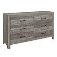 thumbnail image 1 of Adia 59 Inch Wide 6 Drawer Dresser Metal Handles Wood Grain Rustic Gray, 1 of 6