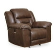 thumbnail image 1 of Benjara Aky 43 Inch Power Recliner Chair, Rocker, Cushioned Dark Brown Faux Leather, 1 of 5