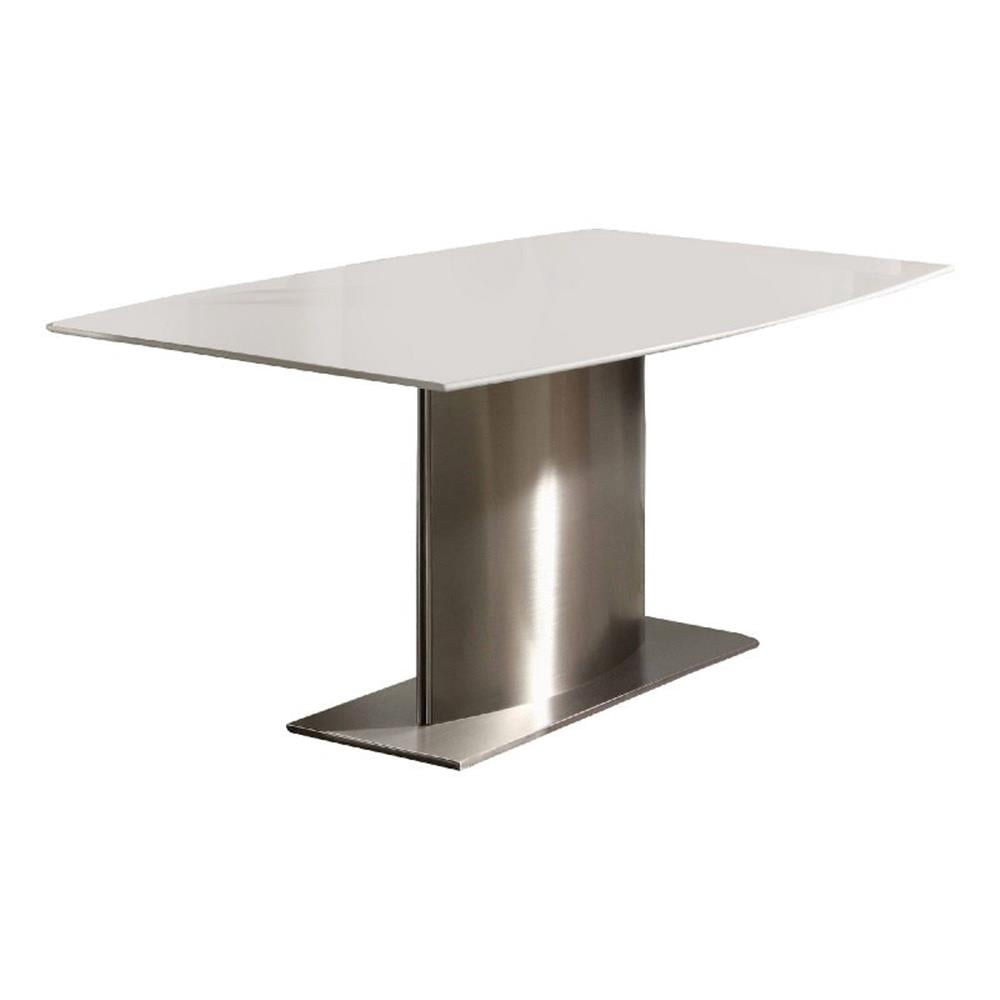 Benjara Aldo 63" Modern Dining Table with White Marble Top and Steel ...