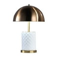 thumbnail image 1 of Aria 21 Inch Table Lamp - Dome Shade - Round Base - White Faux Leather - Brass, 1 of 5