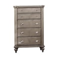 thumbnail image 1 of BenJara BM284302 56 in. Ada Pine Wood Chevron Pattern 5 Drawer Tall Dresser Chest, Brown, 1 of 2