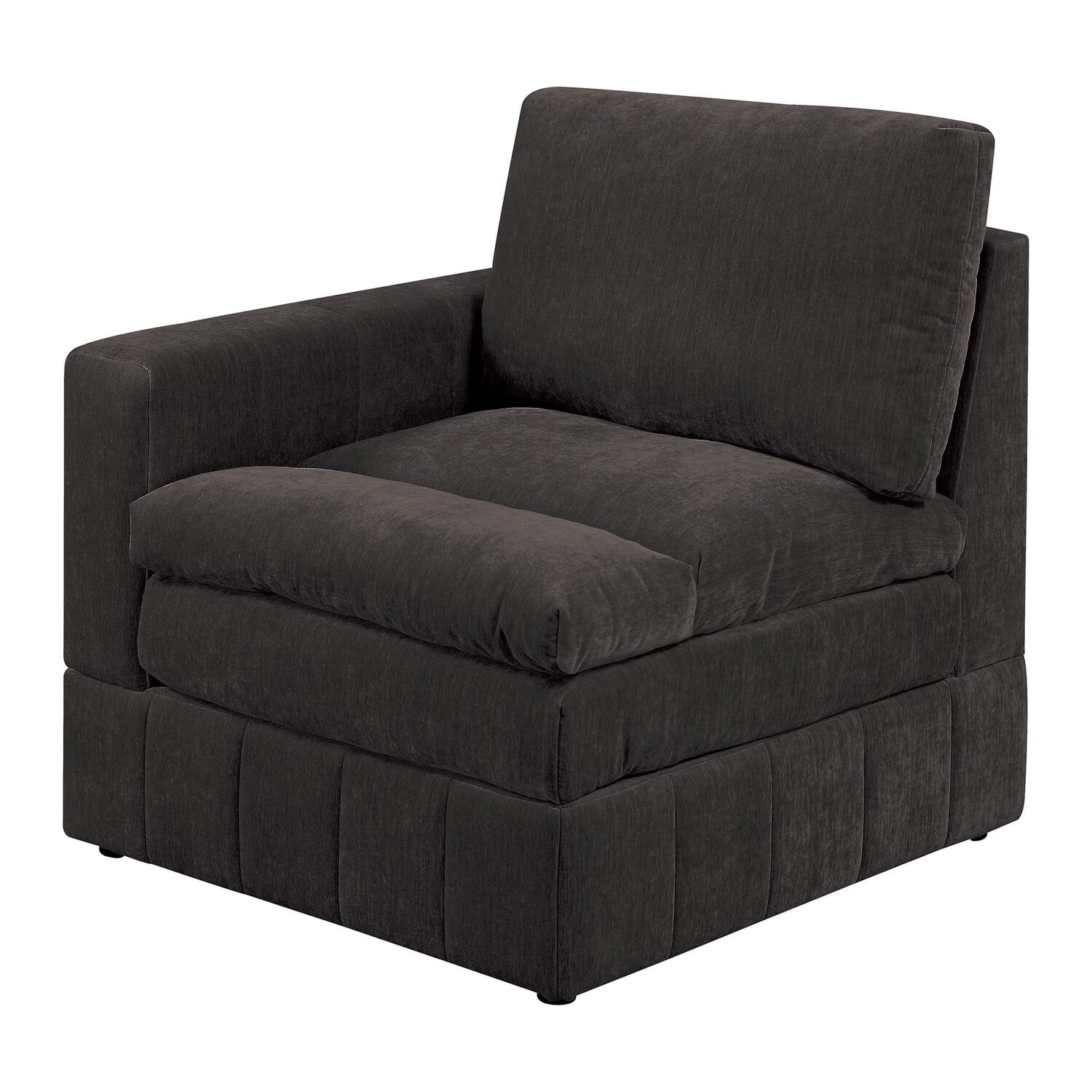 Luna Dark Gray Modular Plush Cushion Arm Chair
