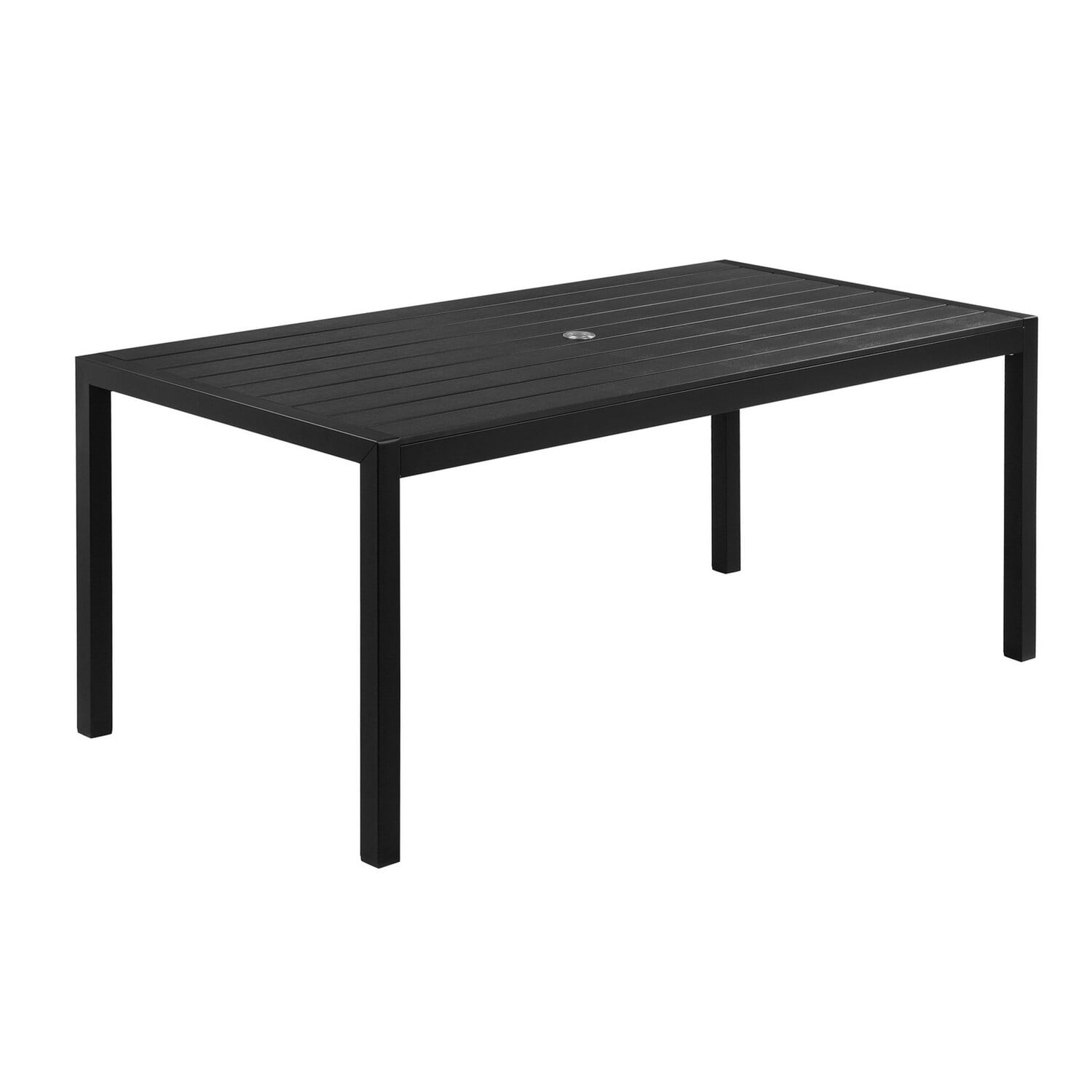 BenJara BM287759 71 in. Fifi Polyresin Top Black Aluminum Frame Outdoor Dining Table