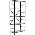 thumbnail image 1 of Gem 63 Inch Freestanding Bookcase 4 Wood Shelves Open Black Metal Frame, 1 of 5