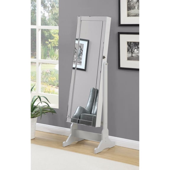 Beautiful Jewelry Cheval Mirror With Interior Storage, Gray