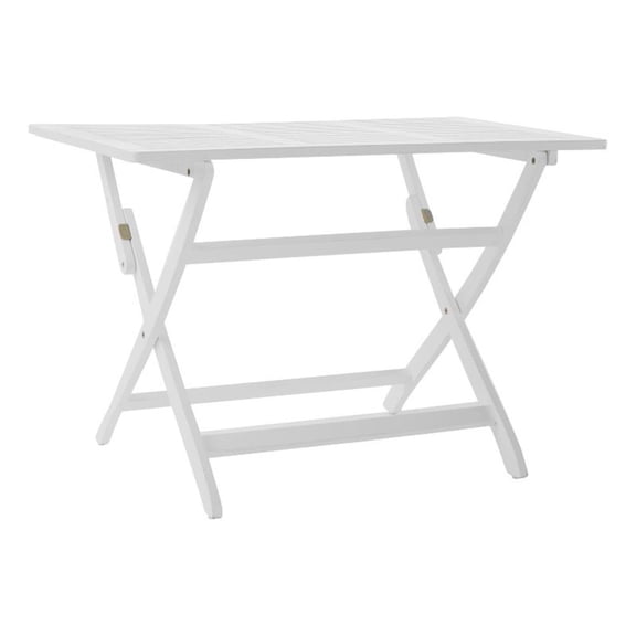 Benjara Cami Outdoor Foldable Dining Table- Rectangular 44 Inch- White Wood