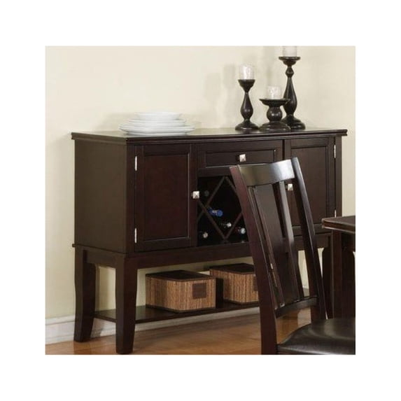 Benjara Chicly Styled Rubber Wood Server, Brown