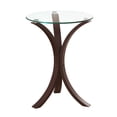 thumbnail image 1 of Benjara Contemporary Wood Accent Table- Tempered Glass Top- Brown- Clear, 1 of 5