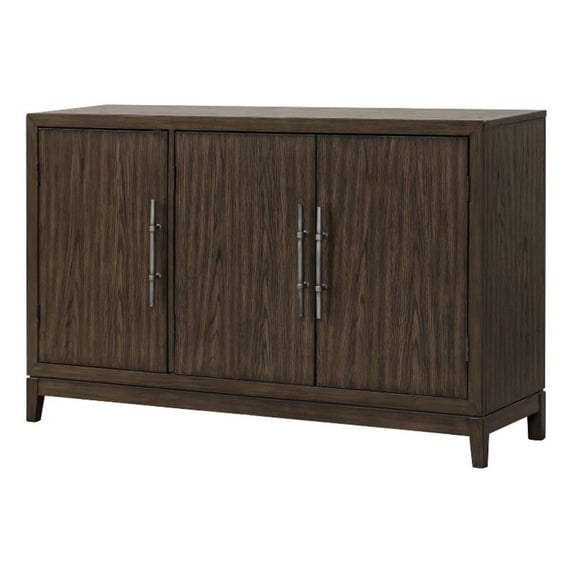 Benjara Cora 56" Sideboard Buffet Server- 3 Door Cabinets- Metal Handles- Brown