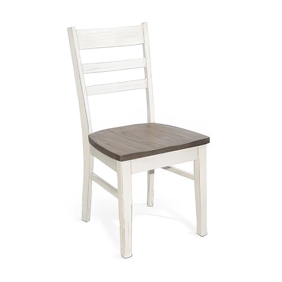 Dean Dining Chair Set of 2, Ladderback Design, White Mahogany Wood