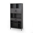 thumbnail image 1 of Benjara Eby Cube Bookcase, 6 Storage Spaces, Drawer, Cabinet 67 Inch Dark Gray, 1 of 5