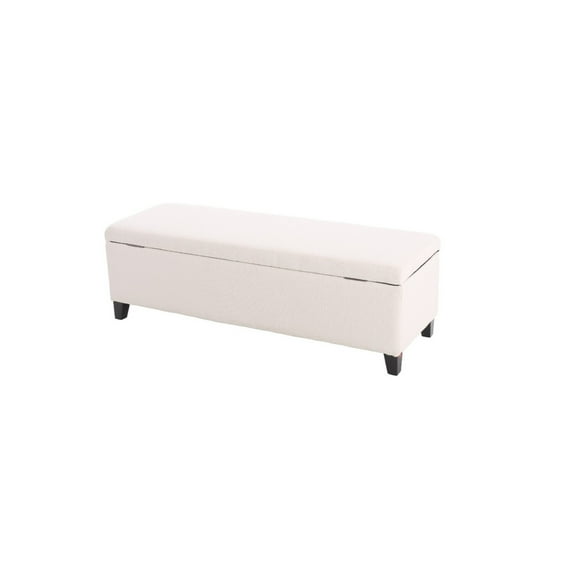 Benjara BM325071 51 in. Elias Rectangular Fabric Ottoman Bench with Storage, White & Black