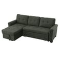 thumbnail image 1 of Benjara Elliot 84 Inch Sleeper Sectional Sofa with Storage Chaise, Dark Gray Fabric-Color:Dark Gray,Material:Linen, 1 of 8