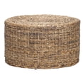thumbnail image 1 of BenJara Farmhouse Style Wood and Rattan Coffee Table in Round Shape, Brown, 1 of 5